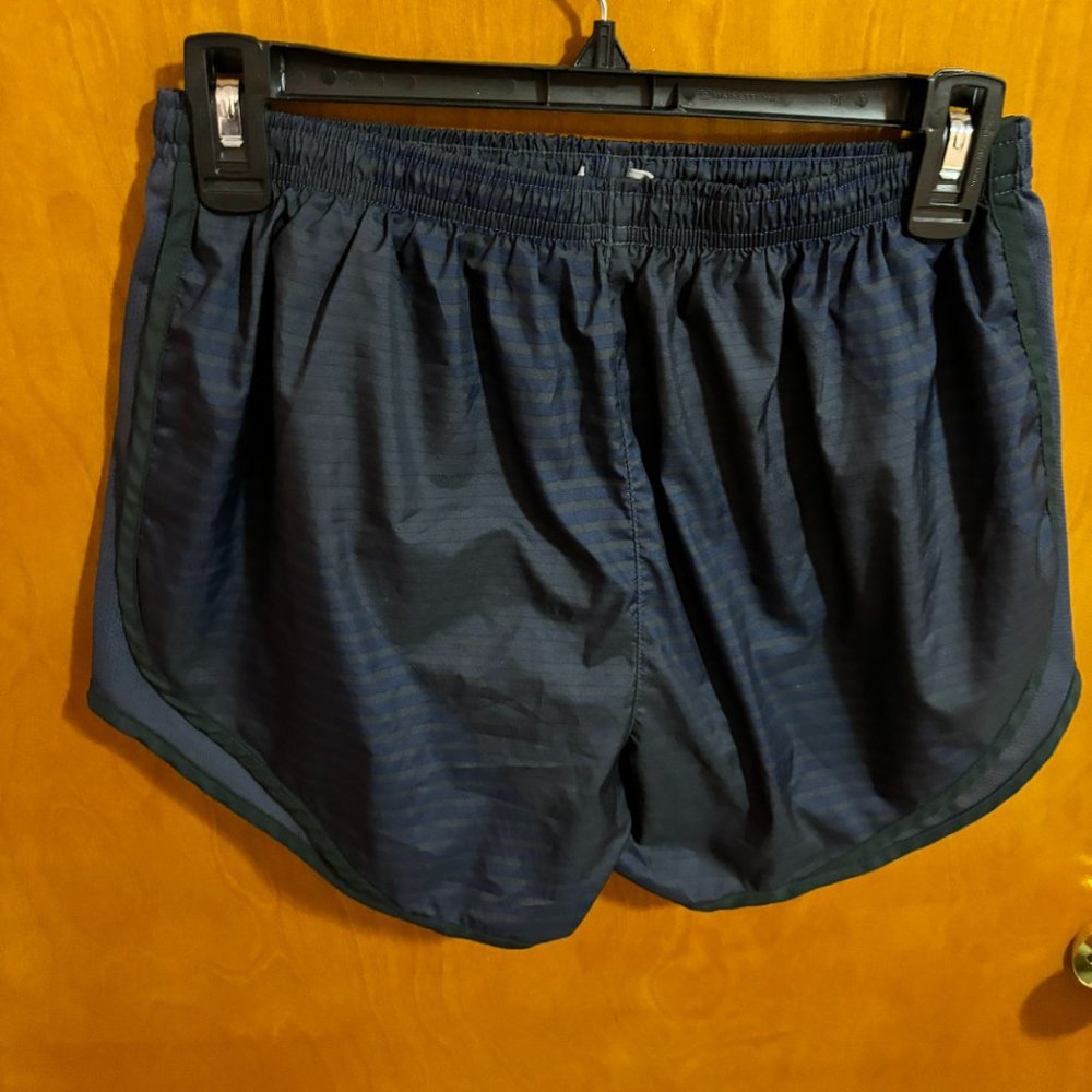 Nike Dri-Fit Athletic Running Shorts Black with Dark Blue Stripes Size Medium - Picture 6 of 12